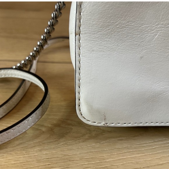 Rebecca Minkoff Love Crossbody Bag White Chevron Leather Silver Hardware - Picture 7 of 10